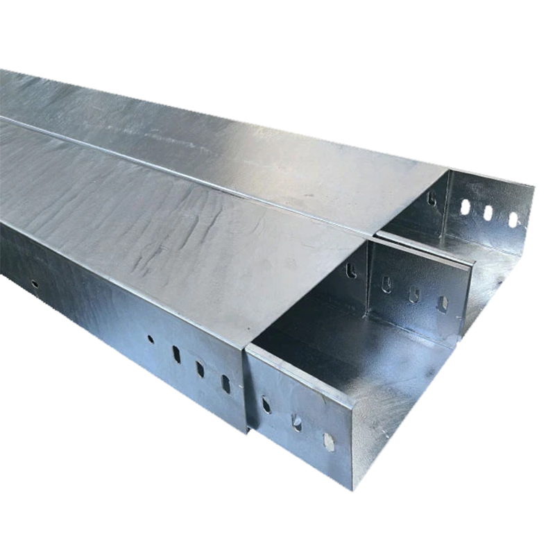 How does the fully enclosed structure of a trough-type cable tray demonstrate its shielding advantages in environments with strong electromagnetic interference?